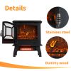 Indoor 17 Inch 1400W Compact Freestanding Portable Electric Fireplace Stove Heater with Realistic 3D Flame Effect