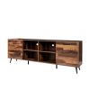 TV Stands 2 side cabinets & 1 shelf Large Storage Cabinet for Living Room Bedroom; Walnut