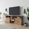 Particleboard TV stand with storage cabinet; Antique Espresso