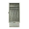 MDF Wardrobe cabinet with Large Storage Space 1 drawer 1 Partitions & 1 Clothes Rail Bedroom; Grey