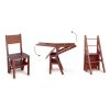 Solid Wood Step Folding Ladder Chair; Multifunction Wood Folding Stool for Home Kitchen Library Ladder Chair; Brown Finish