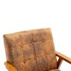 Leisure Chair with Solid Wood Armrest and Feet; Mid-Century Modern Accent chair; for Living Room Bedroom Studio chair