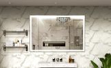 Extra Large Size 60X40 inch LED Bathroom Vanity Mirror Wall Mounted Adjustable White/Warm/Natural Lights Aluminum Frame Bathroom Wall Mirror