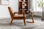 Leisure Chair with Solid Wood Armrest and Feet; Mid-Century Modern Accent chair; for Living Room Bedroom Studio chair