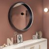 Circle Mirror with Wood Frame Round Modern Decoration Large Mirror Walnut Brown