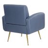 Vanbow.Technology cloth Simple and Fashionable Metal Foot single back Chair; Suitable for Bedroom; Living room and Office(Blue+Technology cloth)