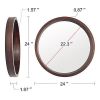 Circle Mirror with Wood Frame Round Modern Decoration Large Mirror Walnut Brown