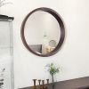 Circle Mirror with Wood Frame Round Modern Decoration Large Mirror Walnut Brown