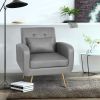 Vanbow.Technology cloth Simple and Fashionable Metal Foot single back Chair; Suitable for Bedroom; Living room and Office(Dark Gray+Technology cloth)