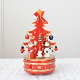 Combination Three-dimensional Pendant Villain Wooden Christmas Tree Ornament (Option: Red clockwork music box-21cm)