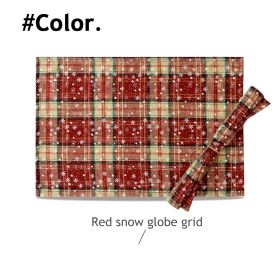 Christmas Series New Year Cloth Plaid Table Flag Insulation Pad (Option: Red snow grid-40x220cm)