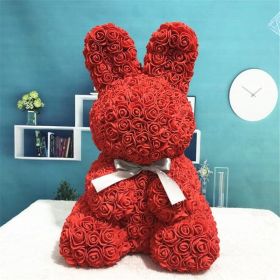 45cm Roses Bunny Valentines Day Eternal Flower Rabbit Romantic Wedding Engagement Ceremony Party Decoration Christmas Gifts (Option: Red-40)