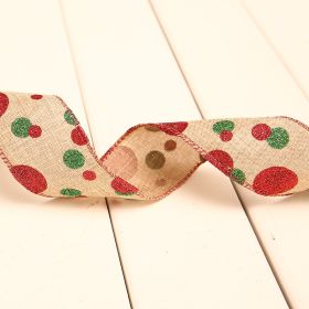 Christmas Printed Polka Dot Linen Webbing Decoration (Option: E-2M)