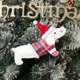 Christmas Decorations Dressing Sausage Dog Small Pendant (Color: White)