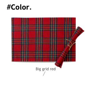 Christmas Series New Year Cloth Plaid Table Flag Insulation Pad (Option: Big grid red-40x200cm)