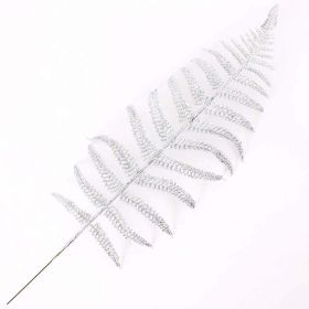 Christmas Tree Decoration Gold LeavesGolden Powder Olive Branch Birdtail (Color: Silver)