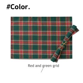 Christmas Series New Year Cloth Plaid Table Flag Insulation Pad (Option: Red green grid-40x300cm)