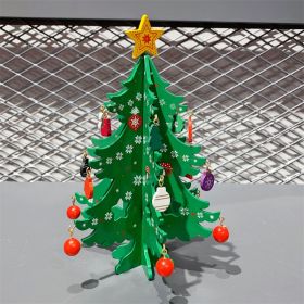 Combination Three-dimensional Pendant Villain Wooden Christmas Tree Ornament (Option: Green new-19cm)