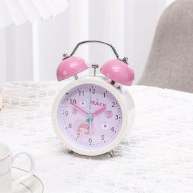 Candy-colored Night Light Alarm Clock Creative Fruit Alarm Clock Silent Student Bedside Cute Ornaments (Color: Pink (batteries Not Included))