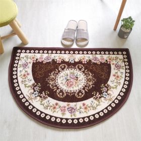 European Style Semicircle Entrance Carpet Bathroom Absorbent Non-slip Bedroom Home Decoration Floor Door Mat Kitchen Living Room (Color: Brown, size: 50CMx80CM (Half circle))