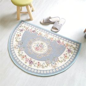 European Style Semicircle Entrance Carpet Bathroom Absorbent Non-slip Bedroom Home Decoration Floor Door Mat Kitchen Living Room (Color: Sky Blue, size: 45CMx70CM (Half circle))