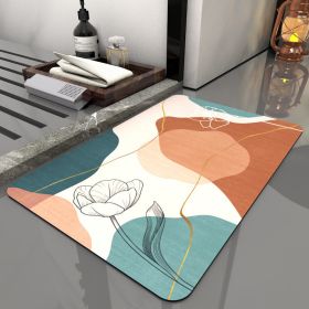 Super Absorbent Bath Rug Quick Drying Non-slip Bathroom Mat Bath Tub Side Area Floor Mats Diatomite Home Doormat Kitchen Carpet (Color: Lotus, Specification: 400MMx600MM)