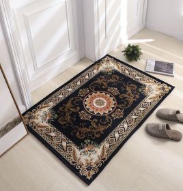 Thickened Absorbent Jacquard Carpet Dornier Woven Living Room Bathroom Rug Kitchen Non-slip Home Entry Floor Door Mat Red Brown (Color: Navy Blue, size: 120CMx180CM)