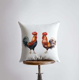 Watercolor Roosters | Gifts | Brid Prints | Bird Decor |Accent Pillow Covers | Throw Pillow Covers | Pillow | Room Decor | Bedroom Decor (Dimensions: 26x26, Cover & Insert: Cover only)