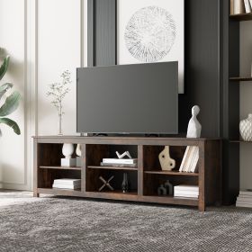 TV stand furniture with 6 storage compartments and 1 shelf cabinet; Walnut (Color: Walnut)