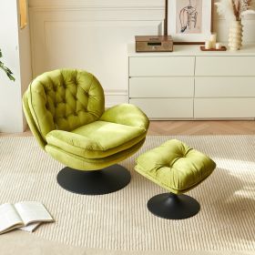 Swivel Leisure chair lounge chair velvet apple green color (Color: as Pic)