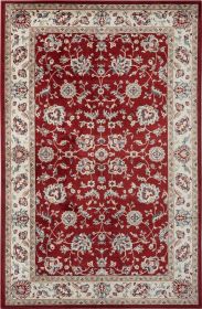 Stylish Classic Pattern Design Traditional Floral Filigree Bordered Area Rug (Color: Red|Ivory, size: 7'9" X 9'9")