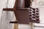 PU Leather Accent Chair; Upholstered Lounge Single Sofa Armchair; Comfortable Armchair with Wooden Legs in Log Color; Modern Button Reading Chair for