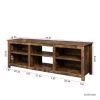 TV stand furniture with 6 storage compartments and 1 shelf cabinet; Walnut