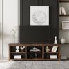 TV stand furniture with 6 storage compartments and 1 shelf cabinet; Walnut