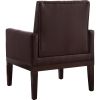 PU Leather Accent Chair; Upholstered Lounge Single Sofa Armchair; Comfortable Armchair with Wooden Legs in Log Color; Modern Button Reading Chair for