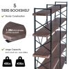 Home Office 5 Tier Bookshelf, Industrial Bookcase for Office with Metal Frame, X Design Etageres Storage Shelf