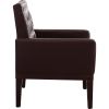 PU Leather Accent Chair; Upholstered Lounge Single Sofa Armchair; Comfortable Armchair with Wooden Legs in Log Color; Modern Button Reading Chair for