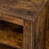 TV stand furniture with 6 storage compartments and 1 shelf cabinet; Walnut