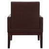 PU Leather Accent Chair; Upholstered Lounge Single Sofa Armchair; Comfortable Armchair with Wooden Legs in Log Color; Modern Button Reading Chair for