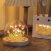 1pc Tulips Gifts For Women Flower Gifts For Her Gifts For Women Birthday Xmas Gift For Mom; Artificial Decor In Glass Dome With Led Light Night Light;