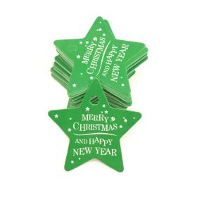 Christmas Small Hangtag Christmas Gift Box Decoration Accessories Pendant Spot Cute Small Card In Stock Wholesale (Option: 100Green Pentagrams)