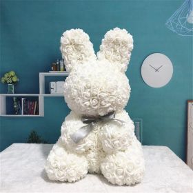 45cm Roses Bunny Valentines Day Eternal Flower Rabbit Romantic Wedding Engagement Ceremony Party Decoration Christmas Gifts (Option: White-45cm)