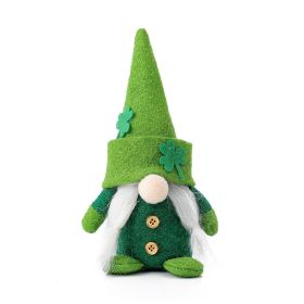 Irish Trick Day Green Hat Doll No Face Old Man Green Leaf Holiday Decorations (Option: Clover pointed hat for women)