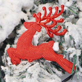 Christmas Decorations 681013cm Electroplated Hemp Dot Christmas Elk Christmas Tree Pendant Gold And Silver Red R'deer (Option: Red-10cm 7G)