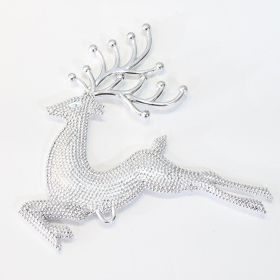 Christmas Decorations 681013cm Electroplated Hemp Dot Christmas Elk Christmas Tree Pendant Gold And Silver Red R'deer (Option: Silver-13cm 14G)